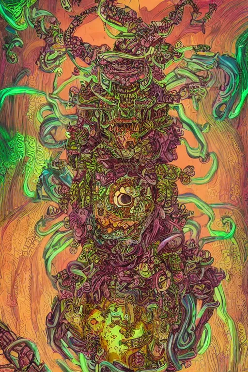 Image similar to creature sushi roots cactus elemental flush of force nature micro world fluo light deepdream a wild amazing steampunk baroque ancient alien creature, intricate detail, colorful digital painting that looks like it is from borderlands and by feng zhu and loish and laurie greasley, victo ngai, andreas rocha, john harris