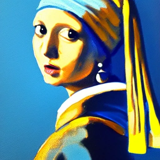 Image similar to girl with a pearl earring painting but replaced with nami from one piece