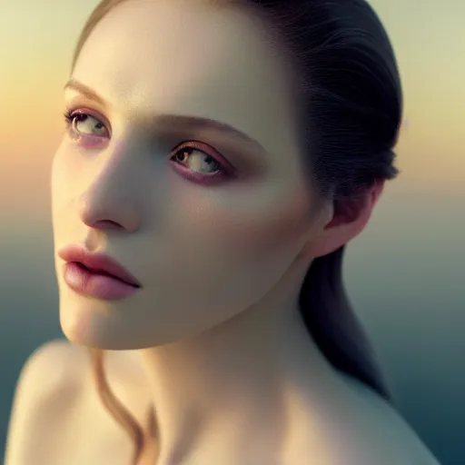 Prompt: photographic portrait of a stunningly beautiful renaissance female with white makeup in soft dreamy light at sunset, contemporary fashion shoot, by edward robert hughes, annie leibovitz and steve mccurry, david lazar, jimmy nelsson, breathtaking, 8 k resolution, extremely detailed, beautiful, establishing shot, artistic, hyperrealistic, beautiful face, octane render