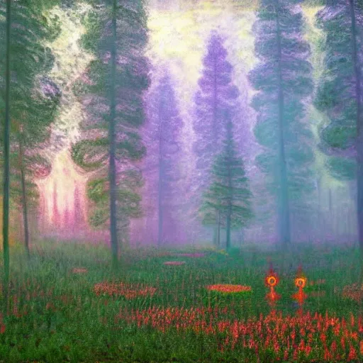 Prompt: Magical fairy forest by Simon Stålenhag and Claude Monet