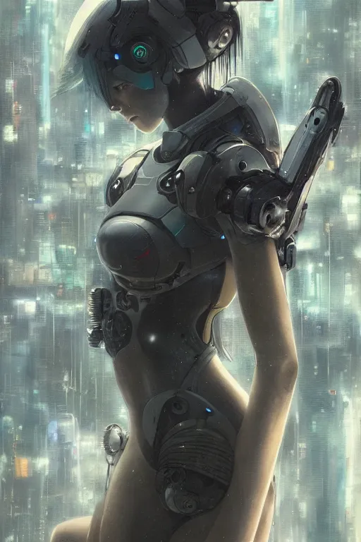 Prompt: cyberpunk cyborg beautiful angel, finely detailed features, cyborg robot parts, futuristic vr headset, blade runner, dramatic cinematic, at cloud city, ghost in the shell, akira, odeo, cinematic lighting, in danger, noir, trending on pixiv fanbox, painted by greg rutkowski, makoto shinkai, takashi takeuchi,