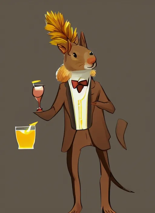 Image similar to a squirrel anthro as a dapper bartender 🐿🍸🍋, furaffinity, trending on artstation