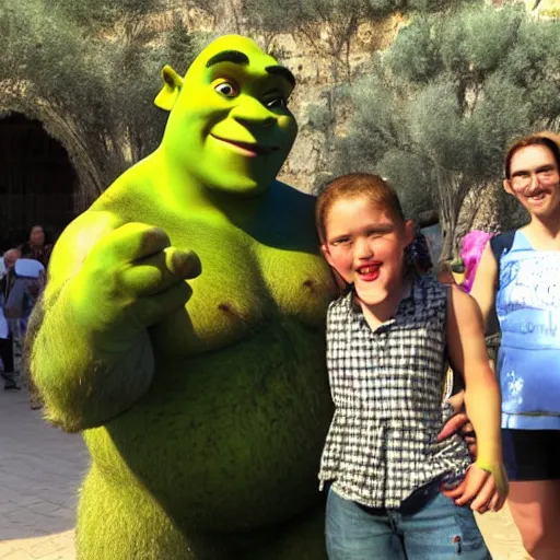 Prompt: shrek visit in israel