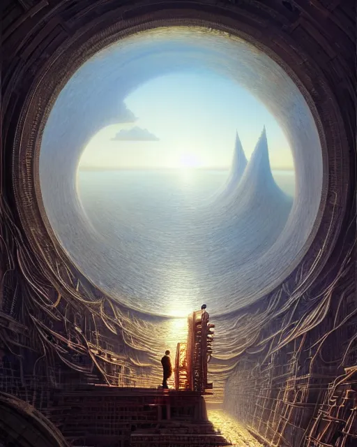 Prompt: a hyper - detailed 3 d render like a oil painting of the construction of a worldview, surrealism!!!!! surreal concept art, lifelike, photorealistic, digital painting, aesthetic, smooth, sharp focus, artstation hd, by greg rutkowski, bruce pennington, valentina remenar and asher duran,