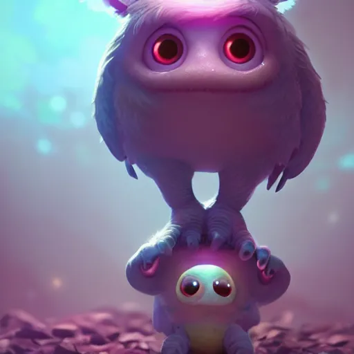 Prompt: adorable glowing creature, trending on artstation, cute, big eyes, concept art, pixar, disney, highly detailed, cinematic composition, unreal engine, 3 d rendered in octane, fantasy planet