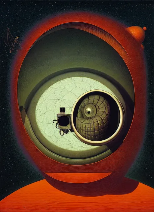 Image similar to Fish eye lens digital photograph of the first man on the moon, moon landing, by Jacek Yerka, Mariusz Lewandowski, Houdini algorithmic generative render, Abstract brush strokes, Masterpiece, Edward Hopper and James Gilleard, Zdzislaw Beksinski, Mark Ryden, Wolfgang Lettl, hints of Yayoi Kasuma, octane render, 8k