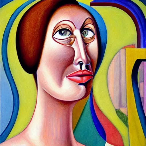 Image similar to visage, portrait, angst, pj crook, edward hopper, oil on canvas