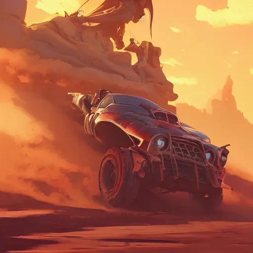 Image similar to hero world mad max, behance hd by jesper ejsing, by rhads, makoto shinkai and lois van baarle, ilya kuvshinov, rossdraws global illumination