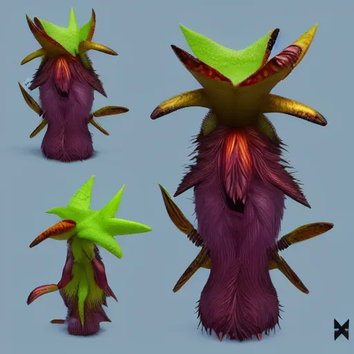 Image similar to a pokemon that looks like a nepenthes, with a bromeliad hair, digital art. trending on art station, unreal engine.