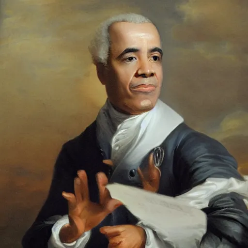 Image similar to president obama in the style of joseph ducreux