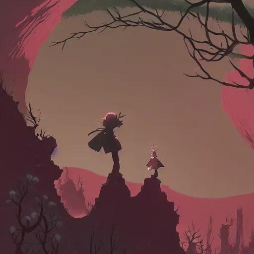 Image similar to made in abyss, animated film, stylised, illustration, by eyvind earle, scott wills, genndy tartakovski