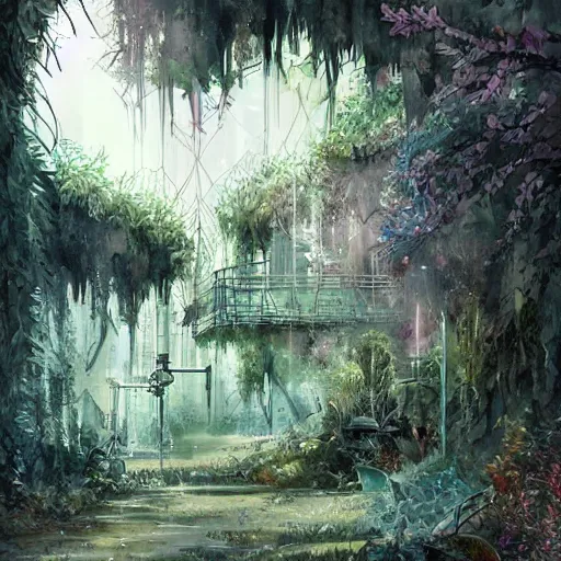 Prompt: Beautiful overgrown picturesque charming sci-fi city in harmony with nature. Nice colour scheme, soft warm colour. Beautiful detailed watercolor by Lurid. (2022)