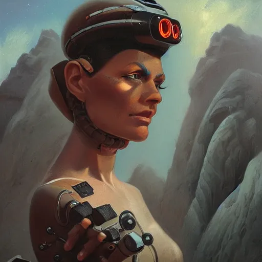 Image similar to detailed face of a woman with obsidian eyes in a wind eroded rock formation with robotic bishops at a science expo, atmospheric, ambient, pj crook, syd mead, livia prima, artgerm, greg rutkowski, nick alm, casey baugh
