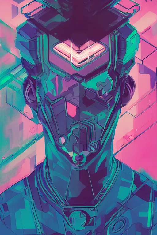 Prompt: abstract portrait, cyberpunk hero, floating detailes, very detailed face, leaves by miyazaki, colorful palette illustration, kenneth blom, mental alchemy, james jean, pablo amaringo, naudline pierre, contemporary art, hyper detailed