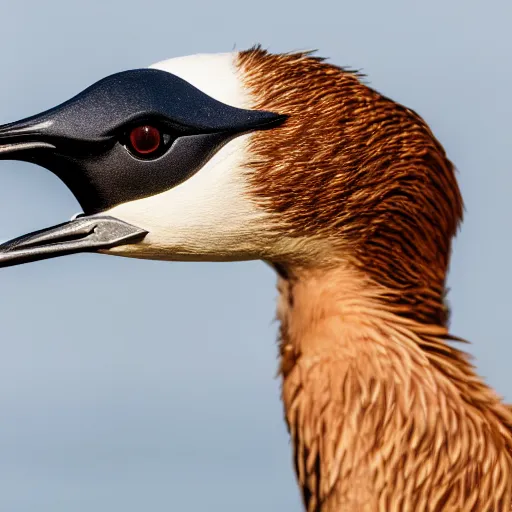 Image similar to close up shot of a suspicious goose wearing shades. 8 k photography, depth of field, canon dslr