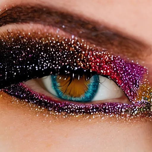 Image similar to close up of eyes with sprinkles mascara