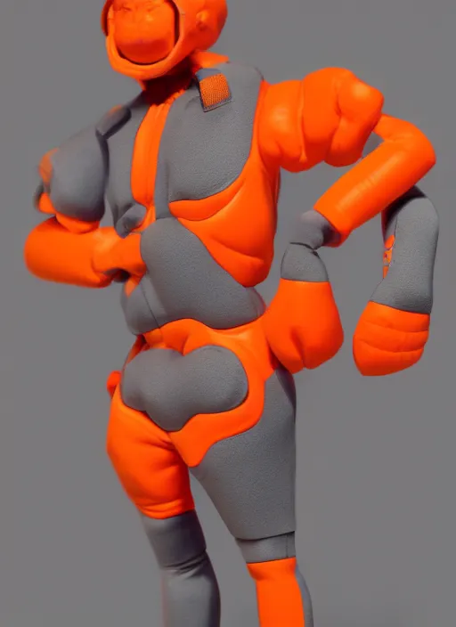 Prompt: accurate detailed pvc inflatable orange & teal colored action figure god, full body, futuristic, concept art, character only, detailed art, adidas streetwear, figurine!!!, studio lighting, grey background, no shadow, trending on artstation, 4 k, sharp, highly - detailed, focus on face!!!