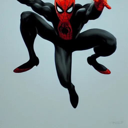 Image similar to black suit spider-man by gerald brom