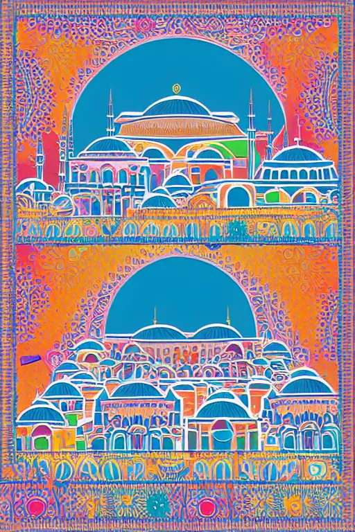 Image similar to minimalist boho style art of colorful istanbul, illustration, vector art