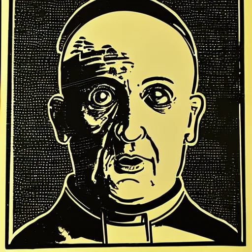 Image similar to individual screaming pope innocent x silk screen portrait style