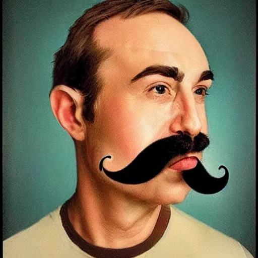 Image similar to famous portraits of people with funny mustaches added to them, works of art