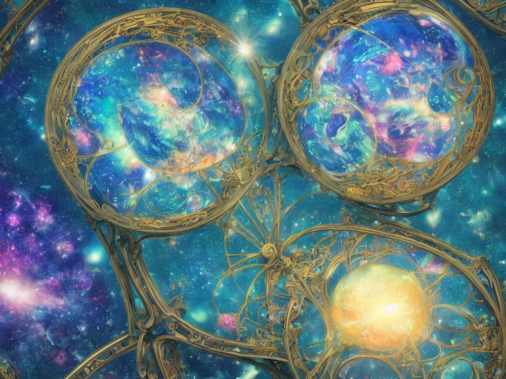 Prompt: The universe is a spheroid region 705 meters in diameter, 3d render, Sunlight Study, by Margaret Mee and ((((Lisa Frank)))), Art Nouveau, 8k, extreme detail, sharp focus, octane render