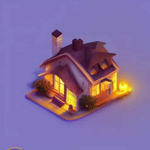 Prompt: isometric 3 d cute house, smoth 3 d illustration, cinematic matte painting, soft render, servando lupini, handpaint texture, blender, 3 dcoat