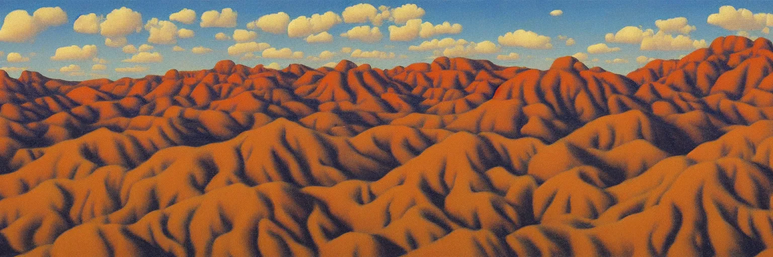 Prompt: arizona painted desert painting magritte