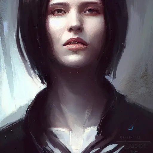 Image similar to portrait of a woman by greg rutkowski, anya solo, black bob hair, tall and slender, star wars expanded universe, wearing a white flying jacket, she is about 2 0 years old, highly detailed portrait, digital painting, artstation, concept art, smooth, sharp foccus ilustration, artstation hq