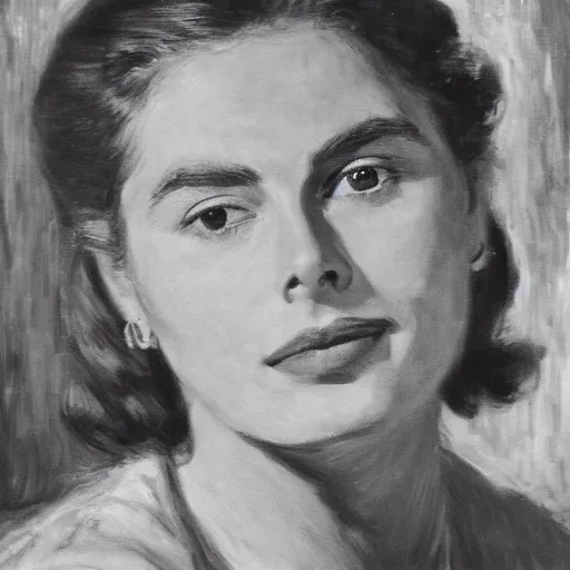 Image similar to portrait of a young ingrid bergman by claude monet, impressionist, hd, beautiful, glamorous, award winning, 4 k