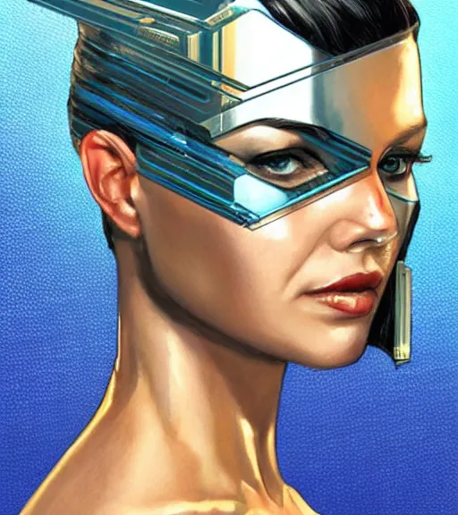 Prompt: transparent female android, by MARVEL comics and Sandra Chevrier