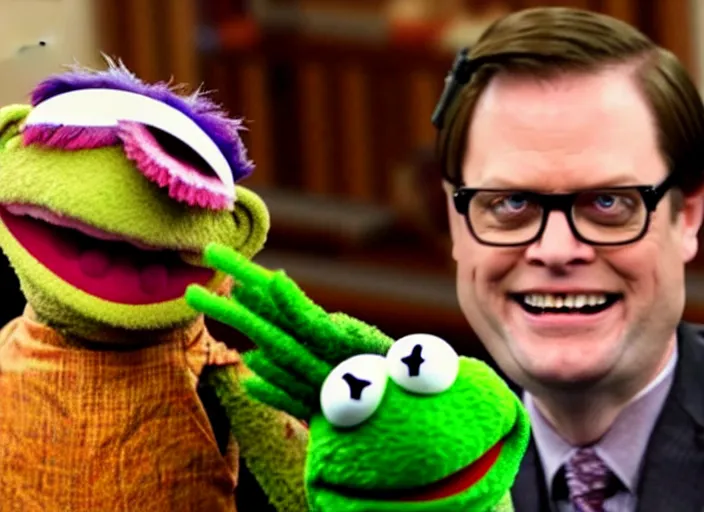 Prompt: photo of muppet muppet dwight schrute as a muppet