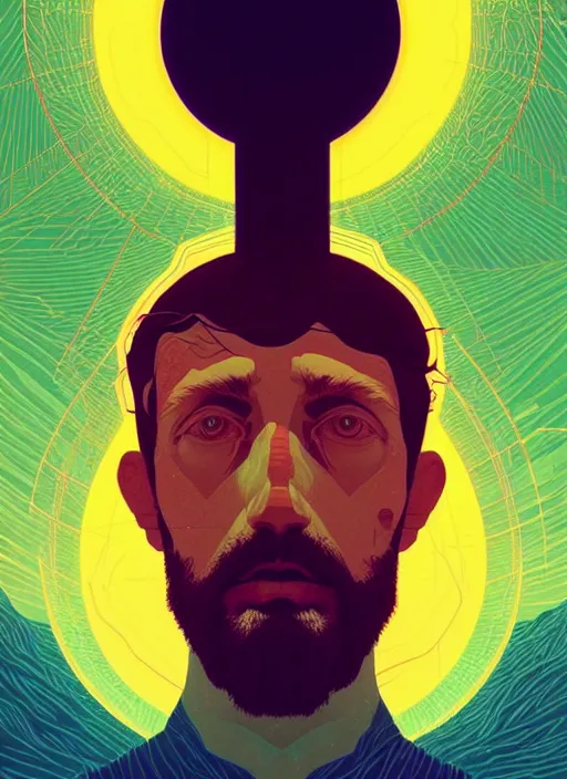 Image similar to symmetry!! stunning portrait of the jesus, by victo ngai, kilian eng, dynamic lighting, digital art, winning award masterpiece, fantastically beautiful, illustration, upscale with simon stalenhag work, artstation, 8 k