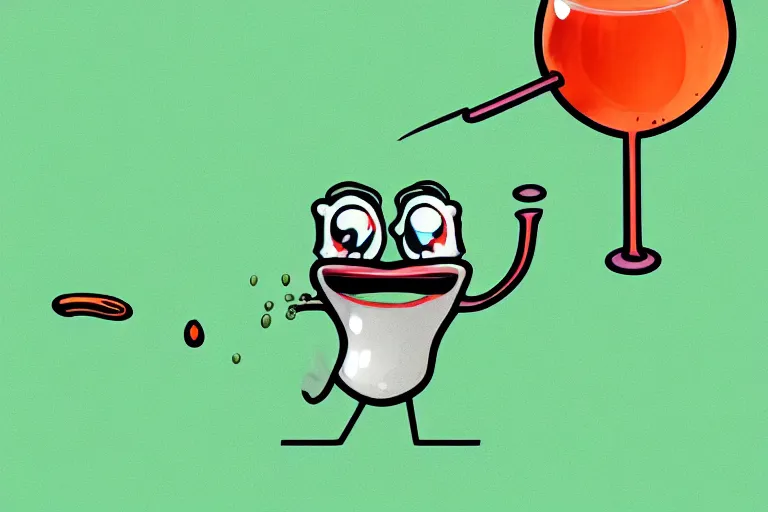 Prompt: an anthropomorphic spilled drink crying, digital art