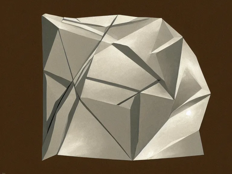 Image similar to a geometric drawing of aluminum foil painted by greg rutkowski and albert bierstadt