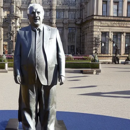 Image similar to a big metal statue of the czech president milos zeman