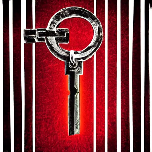 Image similar to a logo of a red key, abstract, digital art