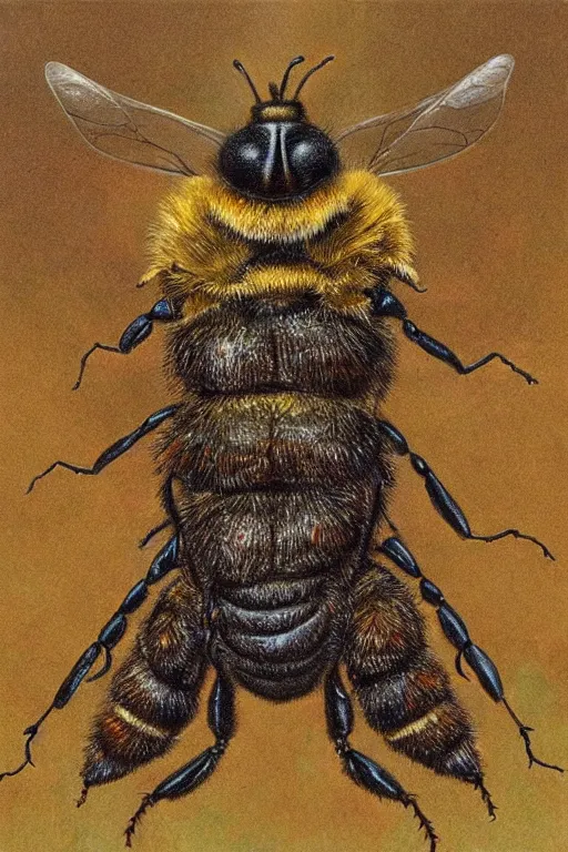 Image similar to artwork by john howe of a fungal killer bee