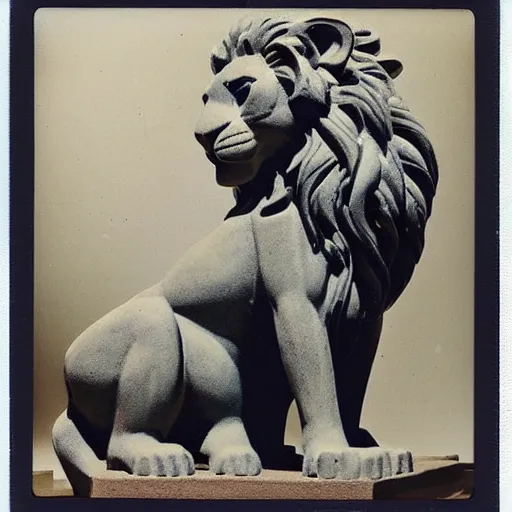 Image similar to Polaroid photo of fragmented greek sculpture of Disney's Lion King