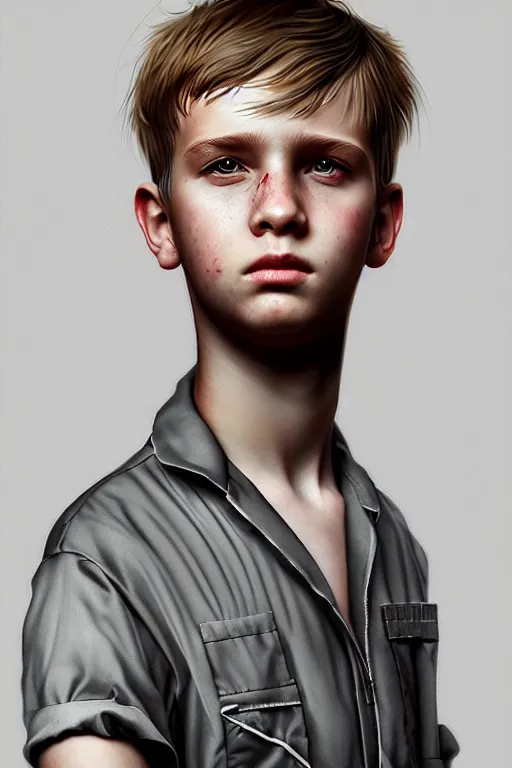 Prompt: epic professional digital art of a boy wearing coveralls, by leesha hannigan, iris van herpen, artstation, cgsociety, wlop, epic, much wow, much detail, gorgeous, detailed, masterpiece