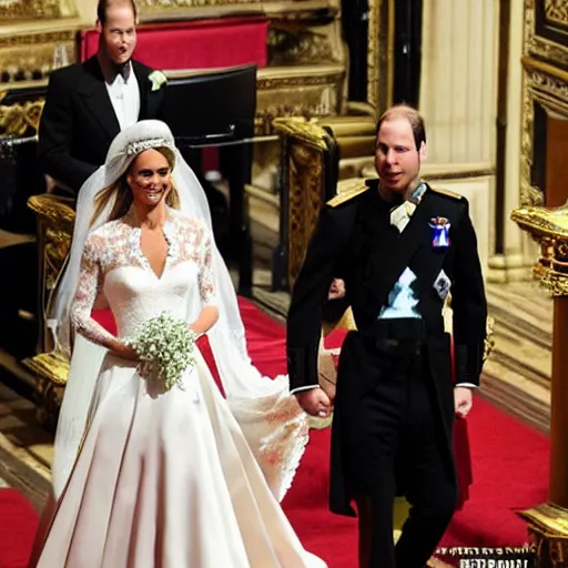 Image similar to detailed photos of the duke of cambridge prince william marrying american popstar britney spears, happy couple, official photos, wedding photo, royal wedding, photos trending on twitter, trending photo on instagram