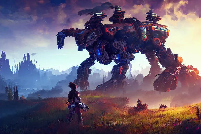 Image similar to stalker machine mecanical creature robot of horizon forbidden west horizon zero dawn radiating a glowing aura global illumination ray tracing hdr fanart arstation by ian pesty and alena aenami artworks in 4 k