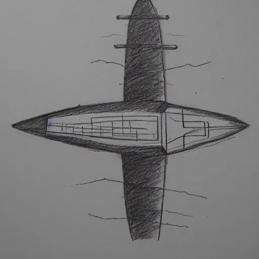 Prompt: pencil drawing of a spaceship on graphed paper, trending on deviantart, high resolution