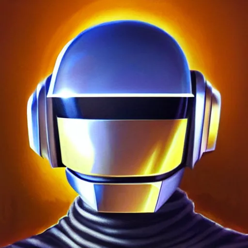 Image similar to ethereal robot helmet daft punk portrait concept art oil painting by jama jurabaev, extremely detailed, brush hard, medium, artstation