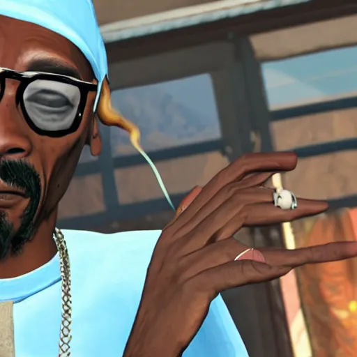 Image similar to still of snoop dogg smoking a blunt in gta v