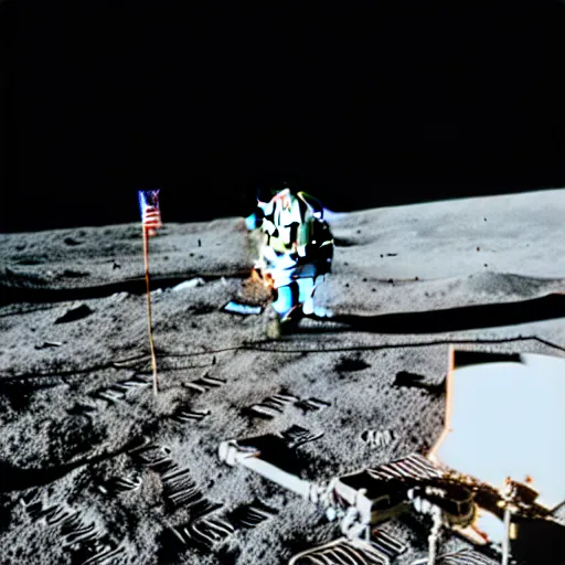 Image similar to a black and white photo of the man on the moon