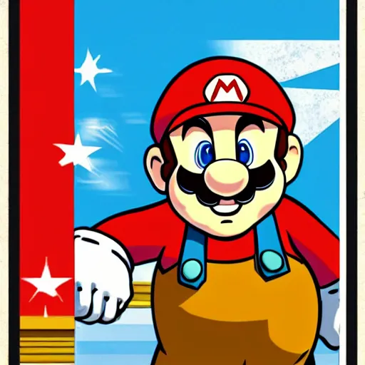 Image similar to super mario as a propaganda poster