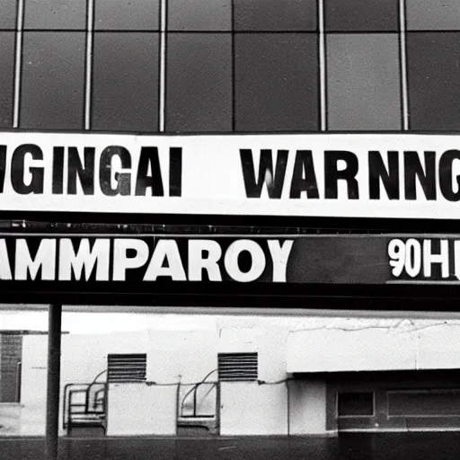 Prompt: ominous emergency warning broadcast on a billboard, 8 0 mm film