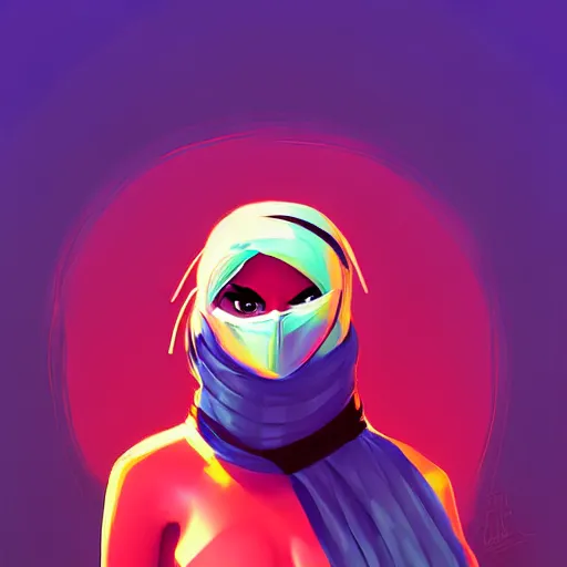 Image similar to curled perspective digital art of woman with keffiyeh covered face by anton fadeev from nightmare before christmas