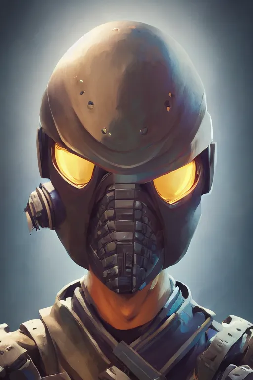 Image similar to epic mask helmet robot ninja portrait stylized as fornite style game design fanart by concept artist gervasio canda, behance hd by jesper ejsing, by rhads, makoto shinkai and lois van baarle, ilya kuvshinov, rossdraws global illumination radiating a glowing aura global illumination ray tracing hdr render in unreal engine 5